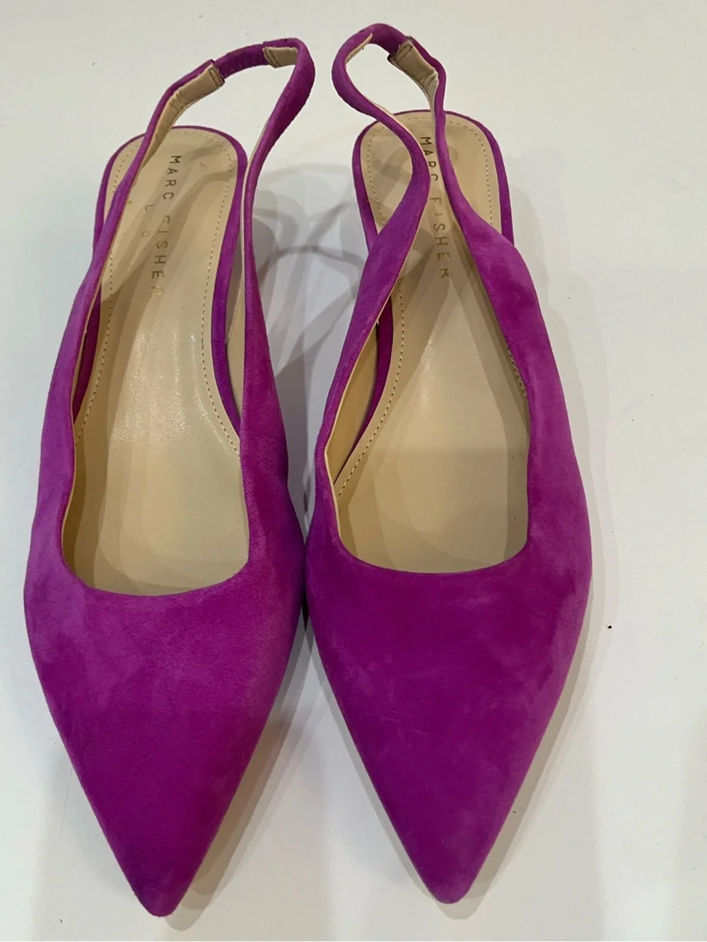 Marc Fisher Violet Suede Pointed Slingback Kitten Heels Sz. 9.5